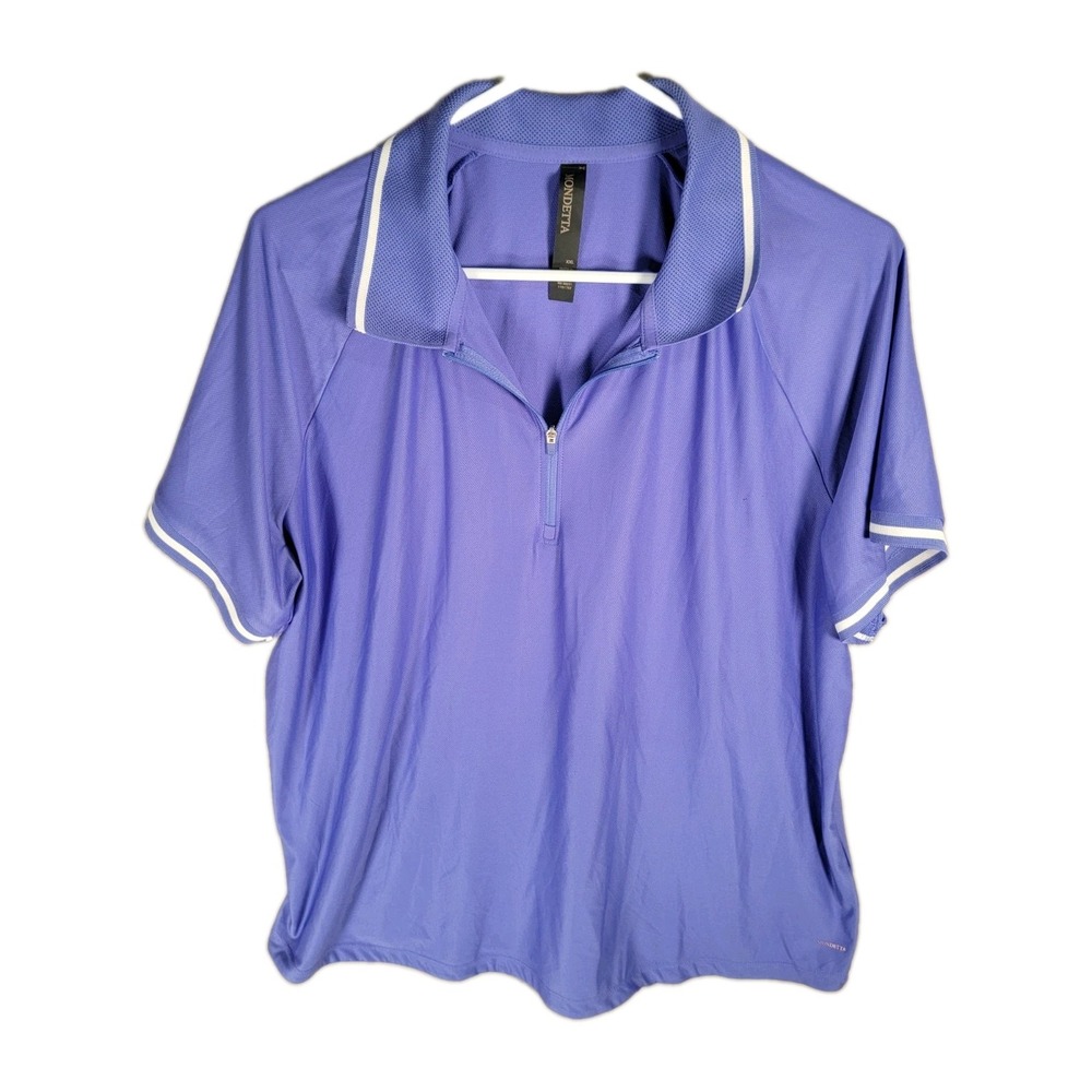 Mondetta Golf Polo Shirt Womens XXL Purple White Trim 1/4 Zip Tennis Pickleball